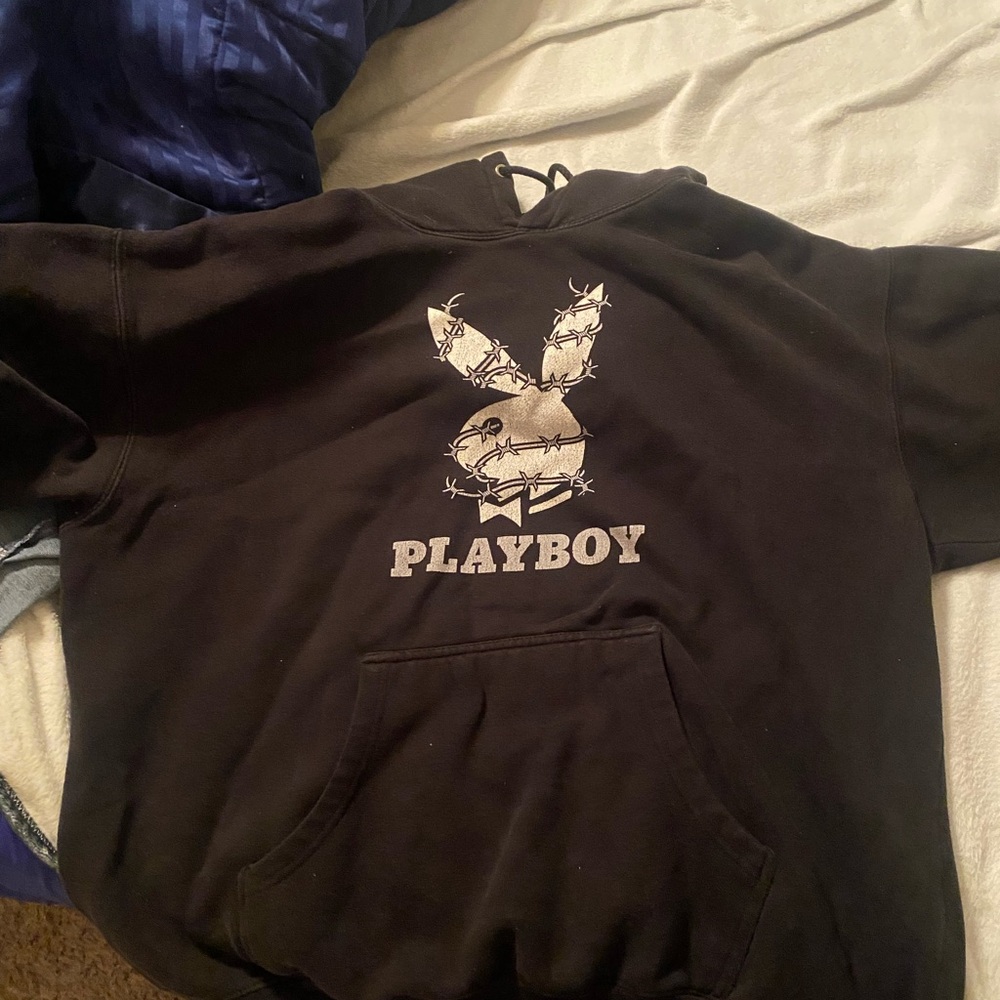PLAYBOY Black Hoodie with Silver Logo